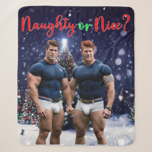 SlipperyJoe's glowing Christmas trees two muscular Sherpa Blanket