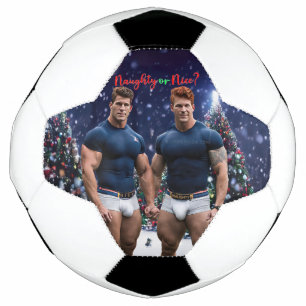 SlipperyJoe's glowing Christmas trees two muscular Soccer Ball