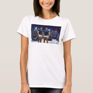 SlipperyJoe's glowing Christmas trees two muscular T-Shirt