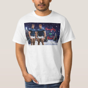 SlipperyJoe's glowing Christmas trees two muscular T-Shirt