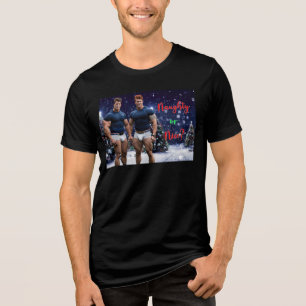 SlipperyJoe's glowing Christmas trees two muscular Tri-Blend Shirt
