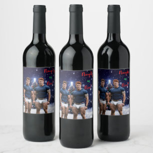 SlipperyJoe's glowing Christmas trees two muscular Wine Label