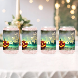 SlipperyJoe's glowing jack‑o’-lantern Halloween wa Can Glass