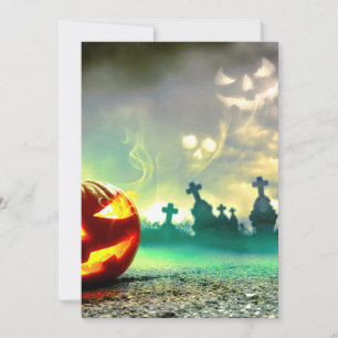 SlipperyJoe's glowing jack‑o’-lantern Halloween wa Holiday Card