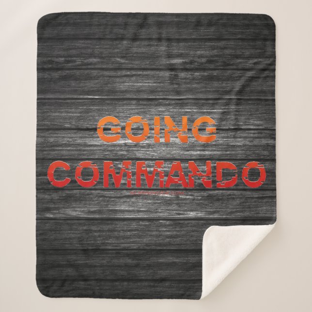 SlipperyJoe's Going Commando bold red orange lette Sherpa Blanket (Front)