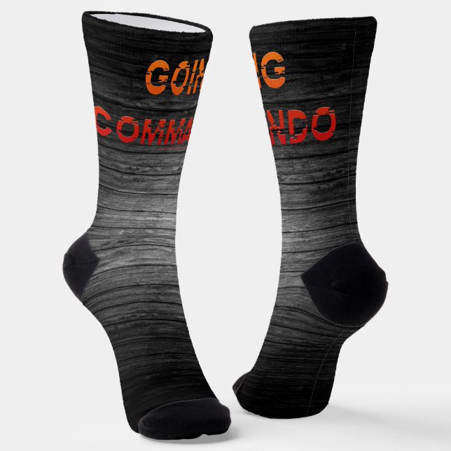 SlipperyJoe's Going Commando bold red orange lette Socks (Angled)