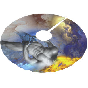 SlipperyJoe's grayscale muscular man physique yell Brushed Polyester Tree Skirt