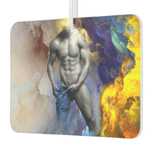 SlipperyJoe's grayscale muscular man physique yell Car Air Freshener