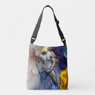 SlipperyJoe's grayscale muscular man physique yell Crossbody Bag