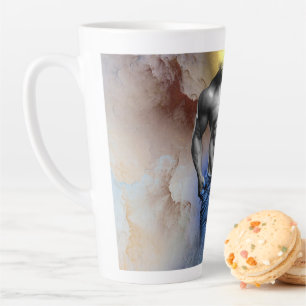 SlipperyJoe's grayscale muscular man physique yell Latte Mug