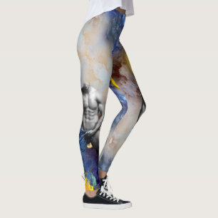 SlipperyJoe's grayscale muscular man physique yell Leggings