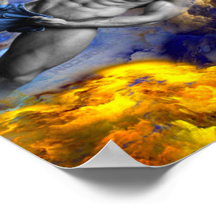 SlipperyJoe's grayscale muscular man physique yell Poster