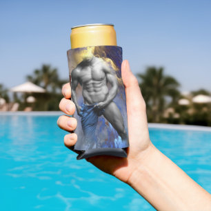 SlipperyJoe's grayscale muscular man physique yell Seltzer Can Cooler
