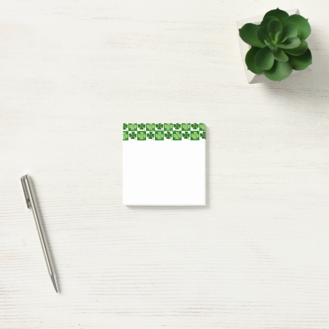 SlipperyJoe's green four-leaf clovers Saint Patric Post-it Notes (Office)