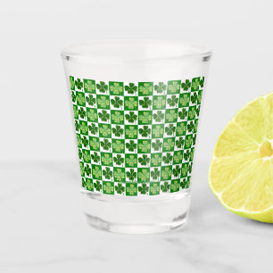SlipperyJoe's green four-leaf clovers Saint Patric Shot Glass