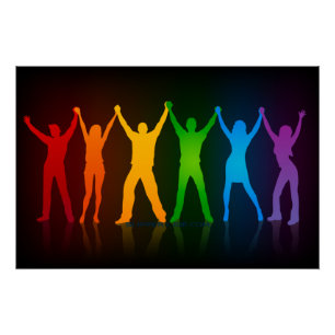 SlipperyJoe's group people holding hands forming l Poster