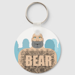 SlipperyJoe's hairy body bear body man unshaven ca Key Ring