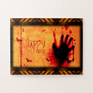 SlipperyJoe's Halloween bats grunge horror scary b Jigsaw Puzzle