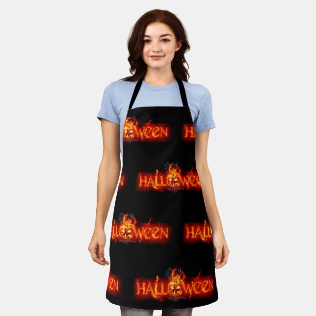 SlipperyJoe's Halloween massive fiery lettering ca Apron (Worn)