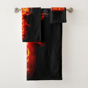 SlipperyJoe's Halloween massive fiery lettering ca Bath Towel Set