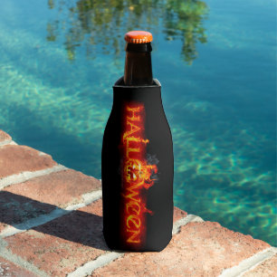 SlipperyJoe's Halloween massive fiery lettering ca Bottle Cooler