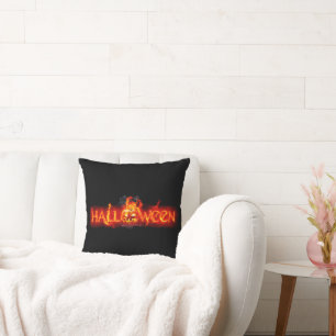 SlipperyJoe's Halloween massive fiery lettering ca Cushion
