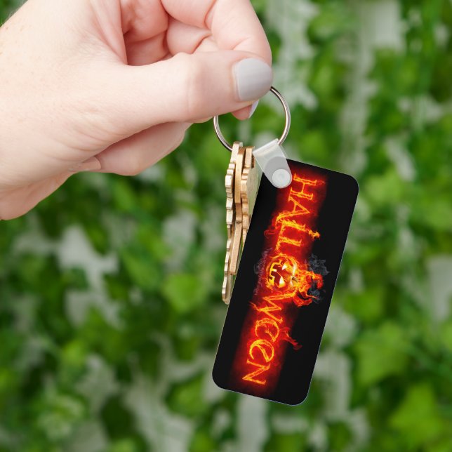 SlipperyJoe's Halloween massive fiery lettering ca Key Ring (Hand)