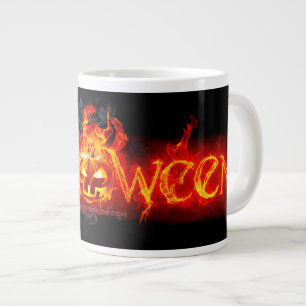 SlipperyJoe's Halloween massive fiery lettering ca Large Coffee Mug