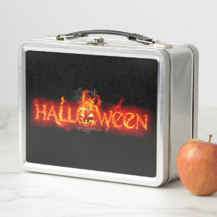 SlipperyJoe's Halloween massive fiery lettering ca Metal Lunch Box