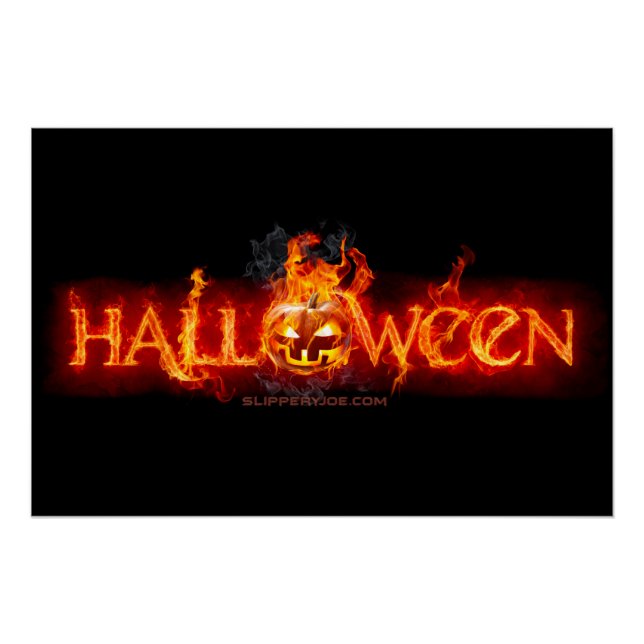 SlipperyJoe's Halloween massive fiery lettering ca Poster (Front)