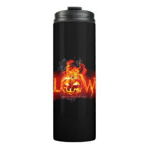SlipperyJoe's Halloween massive fiery lettering ca Thermal Tumbler