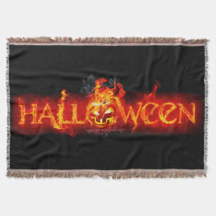SlipperyJoe's Halloween massive fiery lettering ca Throw Blanket