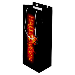 SlipperyJoe's Halloween massive fiery lettering ca Wine Gift Bag