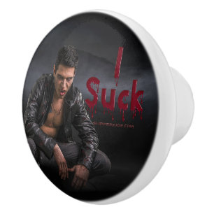 SlipperyJoe's Halloween pale vampiric figure fangs Ceramic Knob