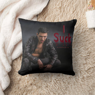 SlipperyJoe's Halloween pale vampiric figure fangs Cushion