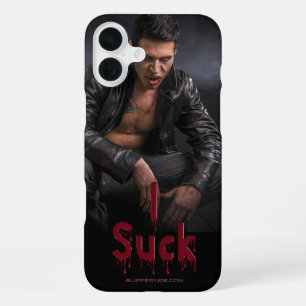 SlipperyJoe's Halloween pale vampiric figure fangs iPhone 16 Plus Case