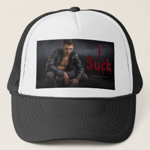 SlipperyJoe's Halloween pale vampiric figure fangs Trucker Hat