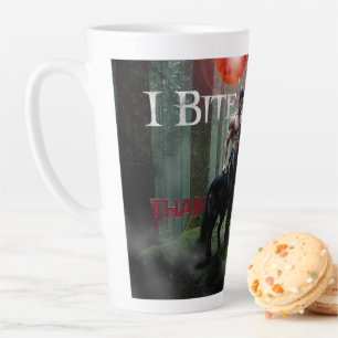 SlipperyJoe's Halloween shirtless muscular man bit Latte Mug