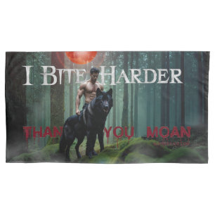 SlipperyJoe's Halloween shirtless muscular man bit Pillowcase