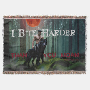SlipperyJoe's Halloween shirtless muscular man bit Throw Blanket