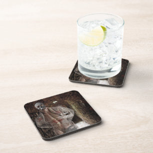 SlipperyJoe's Halloween transparent ghost-like man Coaster