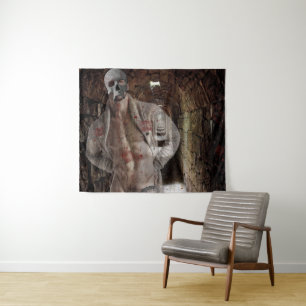 SlipperyJoe's Halloween transparent ghost-like man Tapestry