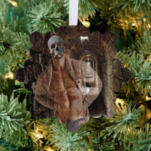 SlipperyJoe's Halloween transparent ghost-like man Tree Decoration Card