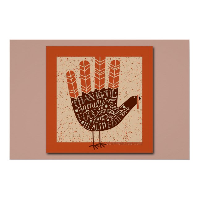 SlipperyJoe's hand words thankful family friends f Poster (Front)
