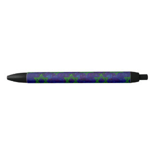 SlipperyJoe's Hanukkah green rows Stars of David c Black Ink Pen