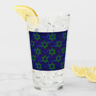 SlipperyJoe's Hanukkah green rows Stars of David c Glass