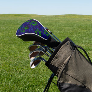 SlipperyJoe's Hanukkah green rows Stars of David c Golf Head Cover