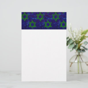 SlipperyJoe's Hanukkah green rows Stars of David c Stationery