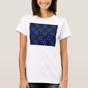 SlipperyJoe's Hanukkah green rows Stars of David c T-Shirt
