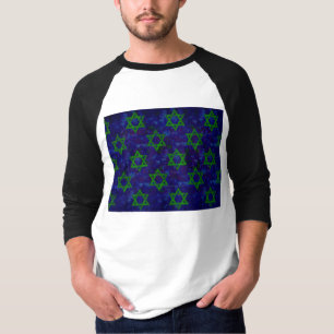 SlipperyJoe's Hanukkah green rows Stars of David c T-Shirt
